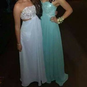 Floor length light blue dress